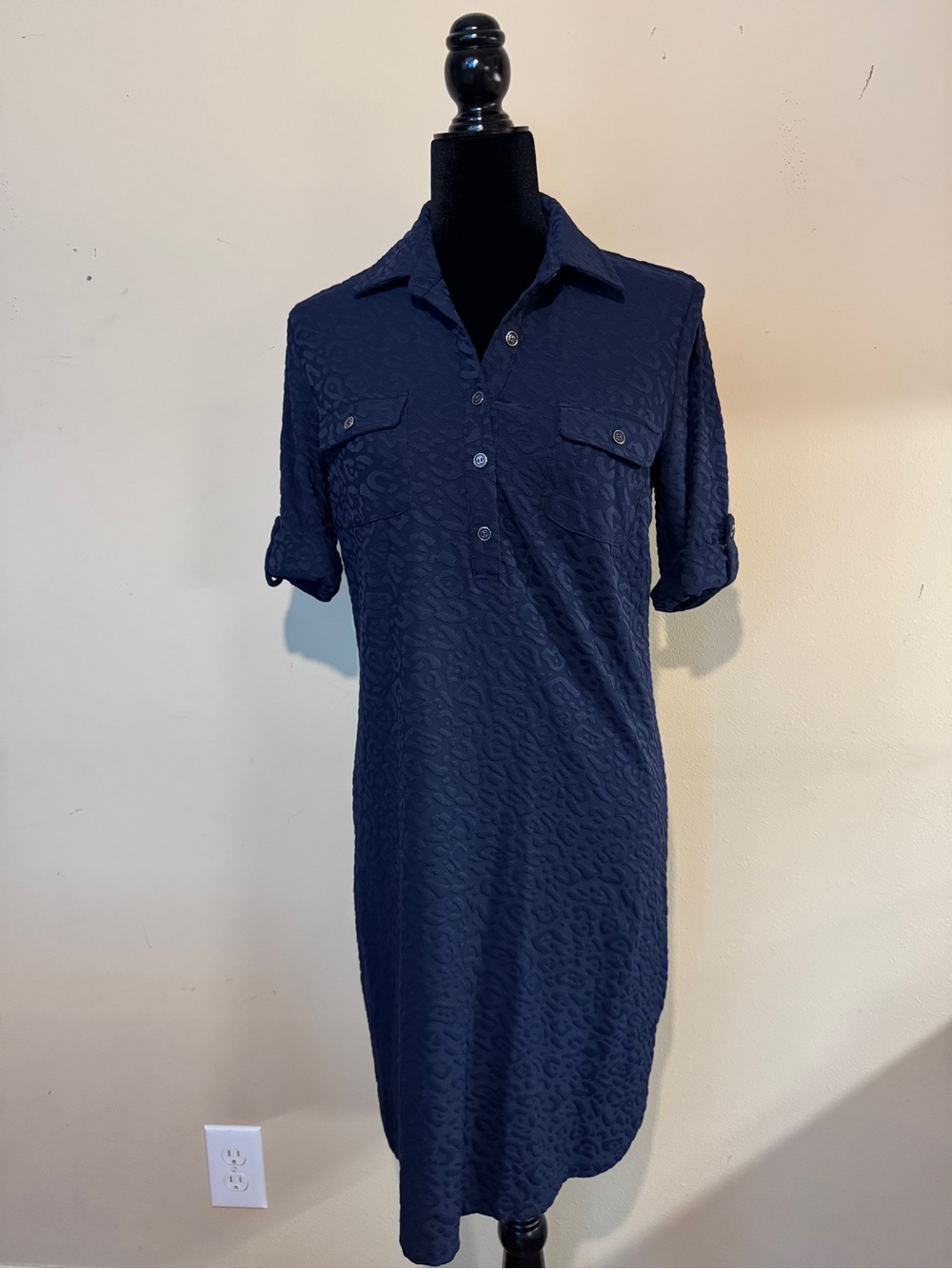 J. McLaughlin Navy Textured Medium length Dress
